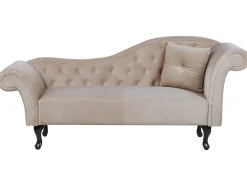 Right Hand Chaise Lounge Velvet Beige Lattes