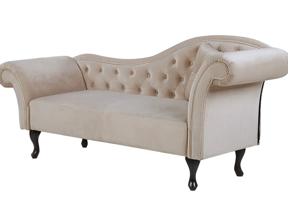 Right Hand Chaise Lounge Velvet Beige Lattes