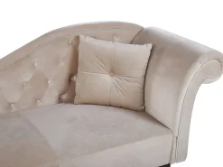 Right Hand Chaise Lounge Velvet Beige Lattes