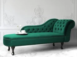 Right Hand Chaise Lounge Velvet Green Nimes