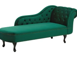 Right Hand Chaise Lounge Velvet Green Nimes