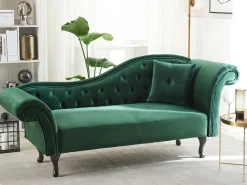 Right Hand Chaise Lounge Velvet Dark Green Lattes