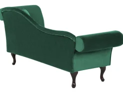 Right Hand Chaise Lounge Velvet Dark Green Lattes
