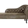 Right Hand Chaise Lounge Faux Suede Brown Nimes