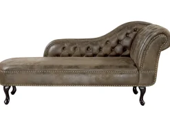 Right Hand Chaise Lounge Faux Suede Brown Nimes