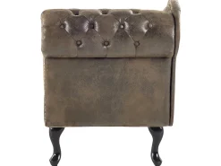 Right Hand Chaise Lounge Faux Suede Brown Nimes