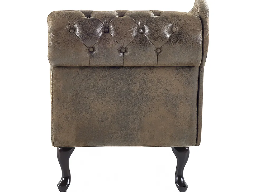 Right Hand Chaise Lounge Faux Suede Brown Nimes