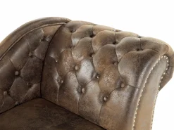 Right Hand Chaise Lounge Faux Suede Brown Nimes