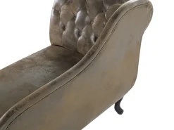 Right Hand Chaise Lounge Faux Suede Brown Nimes