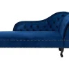 Right Hand Chaise Lounge Velvet Navy Blue Nimes