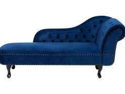 Right Hand Chaise Lounge Velvet Navy Blue Nimes