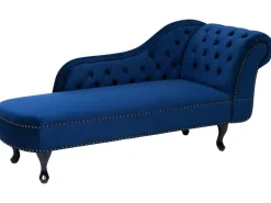 Right Hand Chaise Lounge Velvet Navy Blue Nimes