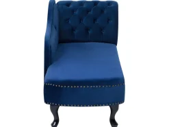 Right Hand Chaise Lounge Velvet Navy Blue Nimes