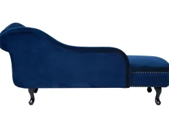Right Hand Chaise Lounge Velvet Navy Blue Nimes