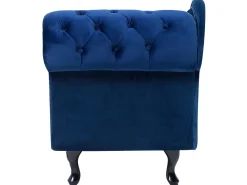 Right Hand Chaise Lounge Velvet Navy Blue Nimes