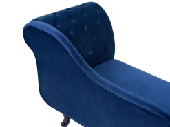 Right Hand Chaise Lounge Velvet Navy Blue Nimes
