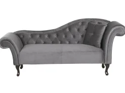 Right Hand Chaise Lounge Velvet Grey Lattes
