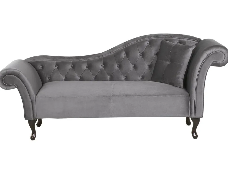 Right Hand Chaise Lounge Velvet Grey Lattes