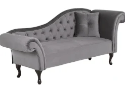 Right Hand Chaise Lounge Velvet Grey Lattes