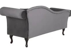 Right Hand Chaise Lounge Velvet Grey Lattes
