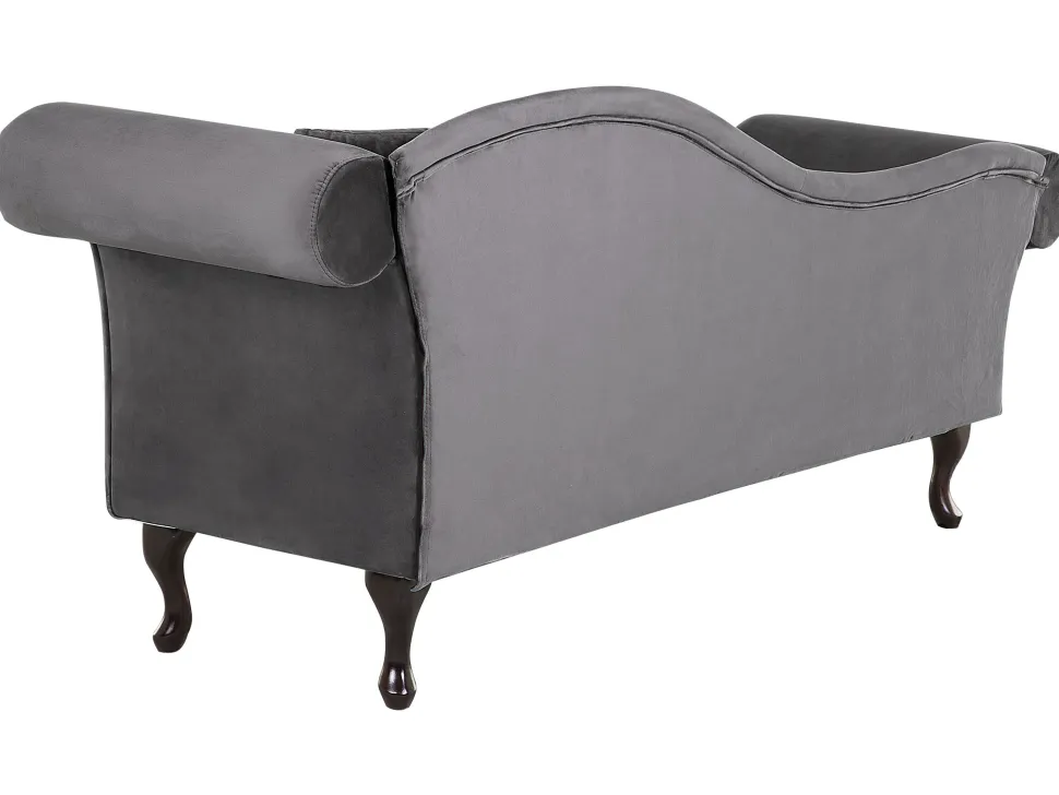 Right Hand Chaise Lounge Velvet Grey Lattes