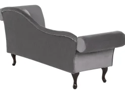 Right Hand Chaise Lounge Velvet Grey Lattes