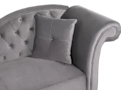 Right Hand Chaise Lounge Velvet Grey Lattes