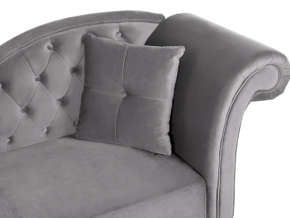 Right Hand Chaise Lounge Velvet Grey Lattes