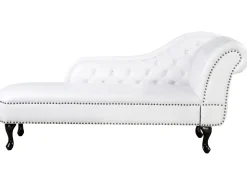 Right Hand Chaise Lounge Faux Leather White Nimes
