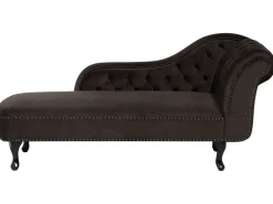 Right Hand Chaise Lounge Velvet Brown Nimes