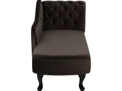 Right Hand Chaise Lounge Velvet Brown Nimes