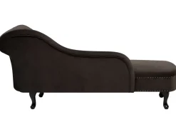 Right Hand Chaise Lounge Velvet Brown Nimes