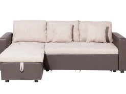 Right Hand Corner Fabric Sofa Bed Beige Tampere