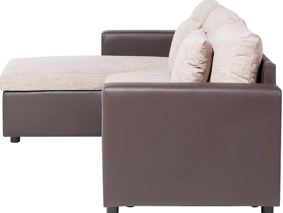 Right Hand Corner Fabric Sofa Bed Beige Tampere