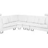Right Hand Corner Leather Sofa White Stockholm