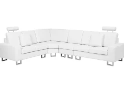 Right Hand Corner Leather Sofa White Stockholm