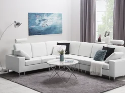 Right Hand Corner Leather Sofa White Stockholm