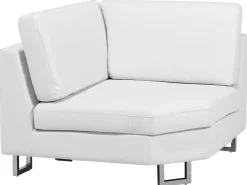 Right Hand Corner Leather Sofa White Stockholm