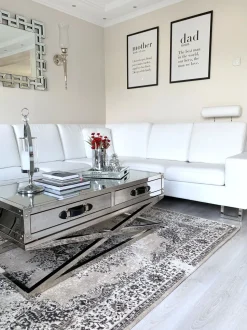 Right Hand Corner Leather Sofa White Stockholm