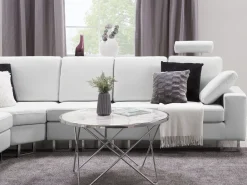 Right Hand Corner Leather Sofa White Stockholm