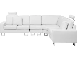 Right Hand Corner Leather Sofa White Stockholm