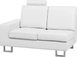 Right Hand Corner Leather Sofa White Stockholm