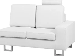 Right Hand Corner Leather Sofa White Stockholm