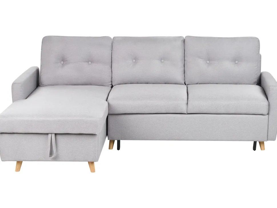 Right Hand Corner Sofa Bed With Storage Light Grey Flakk