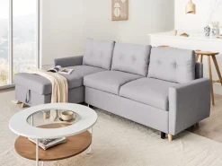 Right Hand Corner Sofa Bed With Storage Light Grey Flakk
