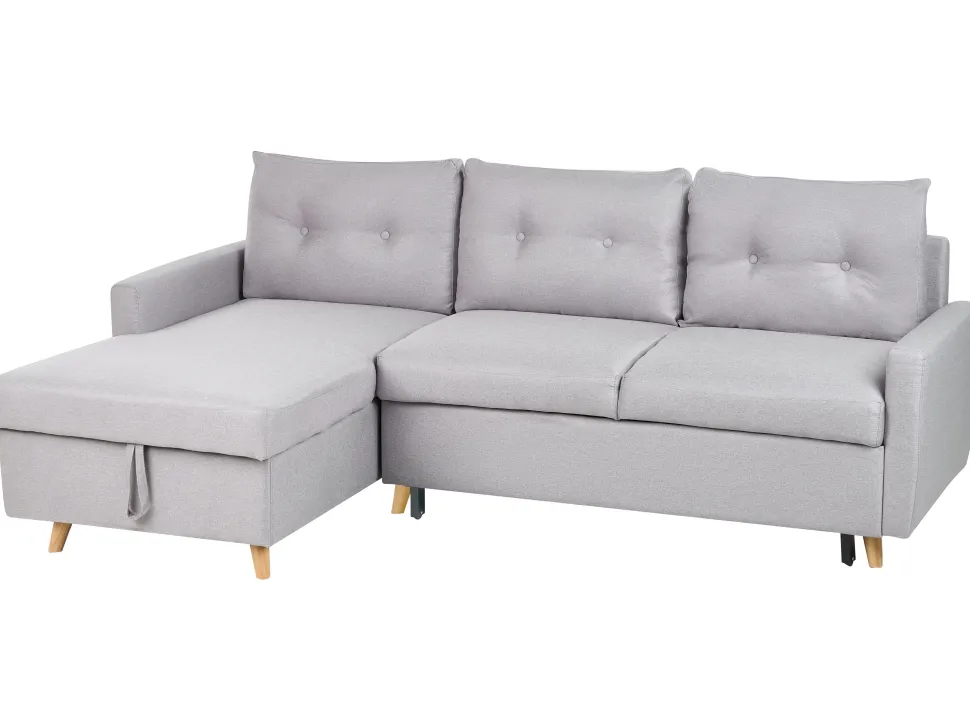 Right Hand Corner Sofa Bed With Storage Light Grey Flakk