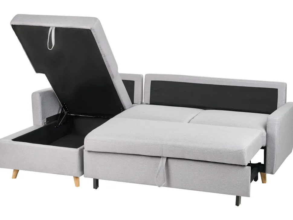 Right Hand Corner Sofa Bed With Storage Light Grey Flakk