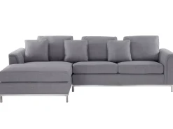 Right Hand Fabric Corner Sofa Light Grey Oslo