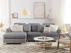 Right Hand Fabric Corner Sofa Light Grey Oslo