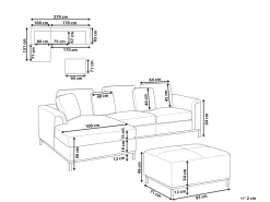 Right Hand Fabric Corner Sofa With Ottoman Beige Oslo